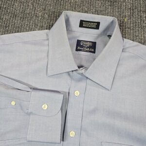 Gitman Bros Shirt Mens 17 36 Blue Non Iron Pinpoint Oxford Dress Long Sleeve